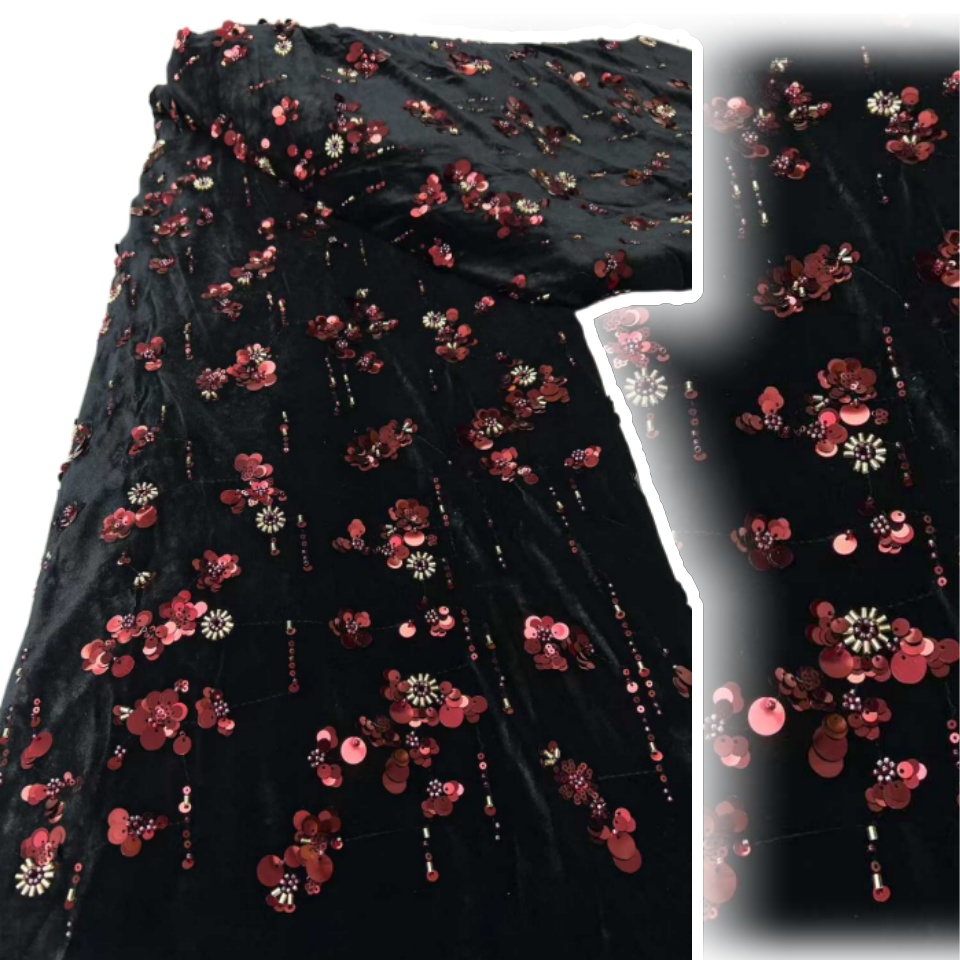 Sewing Velvet Fabric - African Sequins Velvet Lace Fabric Nigerian