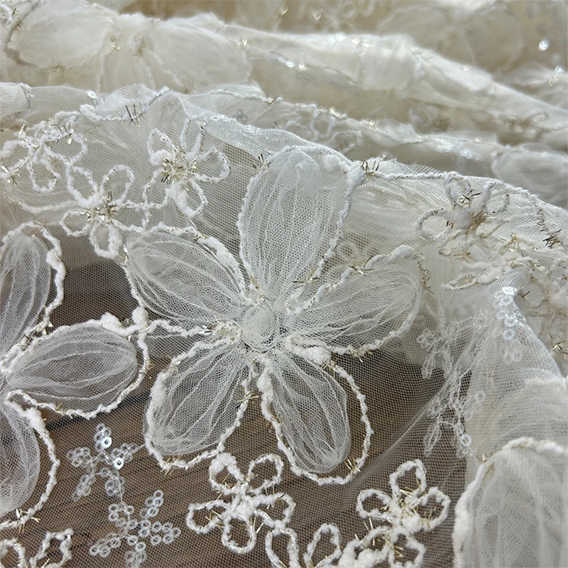 3D Embroidered Sequin Mesh Fab - Textile Sewing Techniques recension och pris