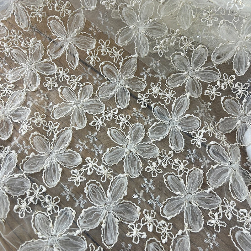 3D Embroidered Sequin Mesh Fab - Textile Sewing Techniques recension och pris
