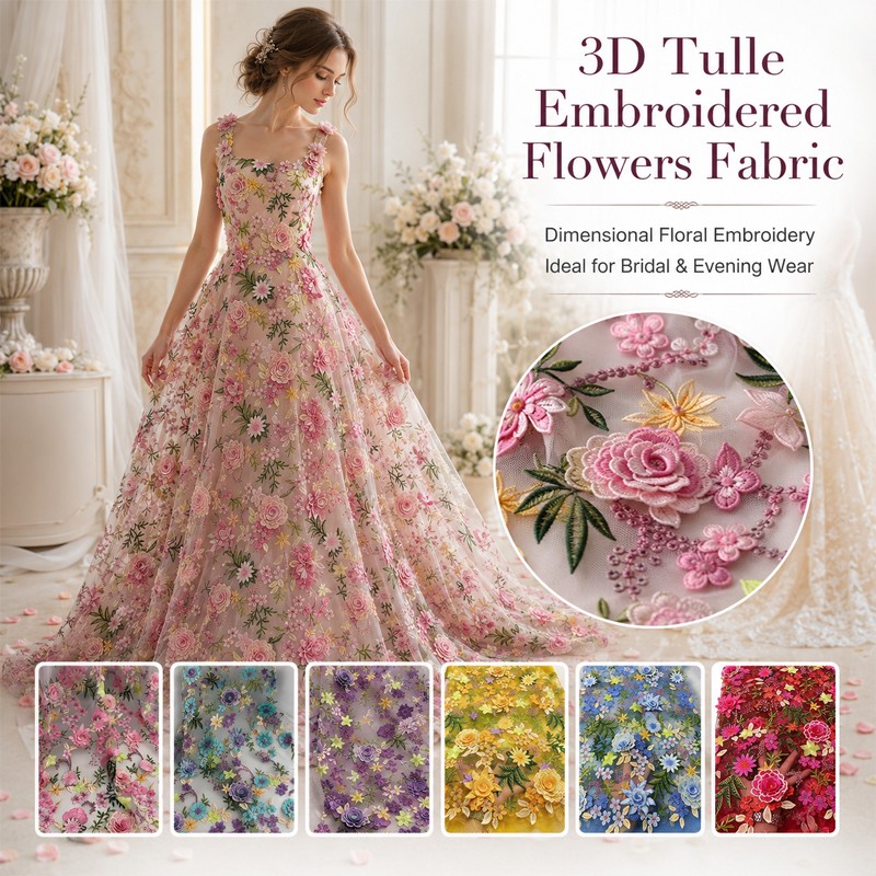 90x130cm 3D Floral Embroidered - Textile For Sewing recension och pris