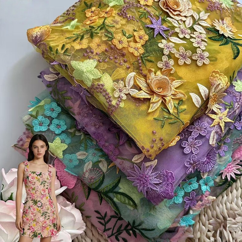 90x130cm 3D Floral Embroidered - Textile For Sewing recension och pris